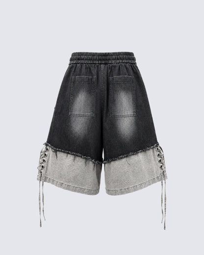 GRYFT High-Street Wasteland-Style Hip-Hop Color-Block Cropped Pants
