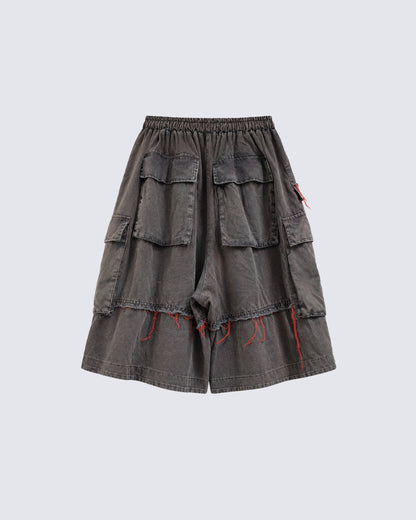 American-Style Patchwork Ripped Jeans With Frayed Edges