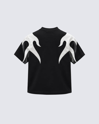 Abstract Flame Graphic Short Sleeve Top