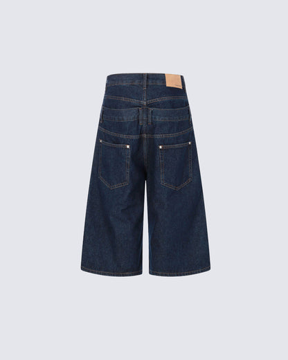 Layered Pocket Denim Shorts