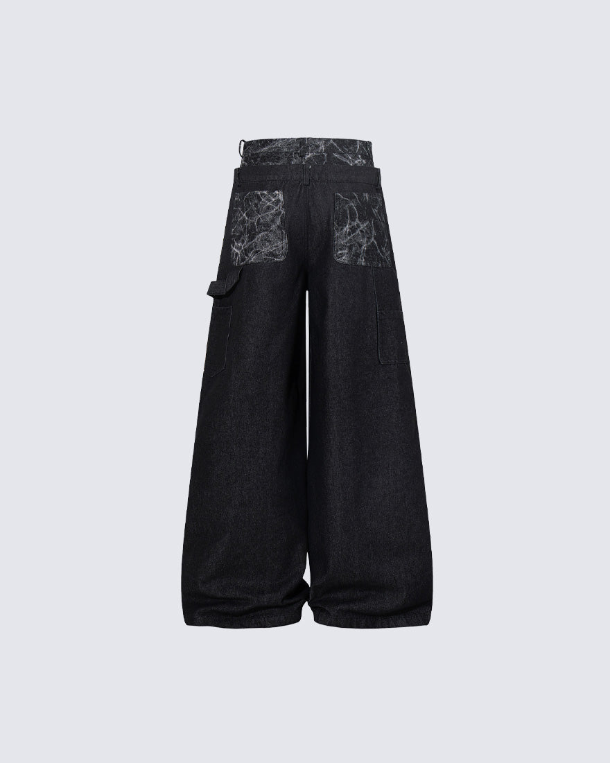 GRYFT High-Street Retro Textured Wide-Leg Jeans