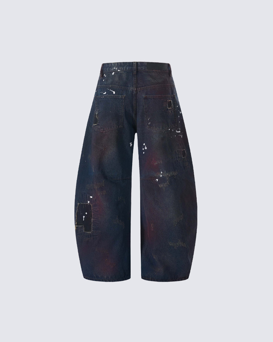 Vintage Distressed Paint Splatter Jeans