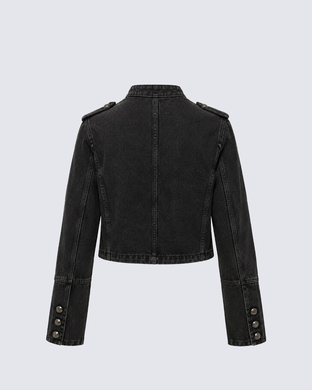 American-Style Metal Ribbed Button Retro Washed Jacket