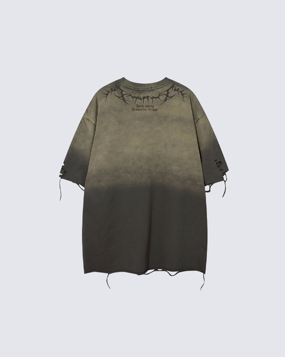 American-Style Distressed Washed Thorn Print Short-Sleeved T-Shirt