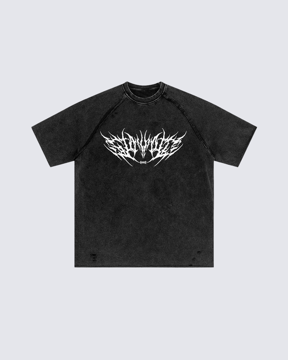 Gothic Distressed Washed Skull Print T-Shirt