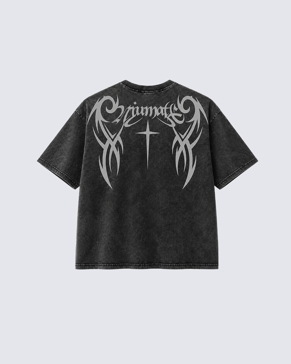 Retro Distressed Washed Design Printed Short-Sleeved T-Shirt