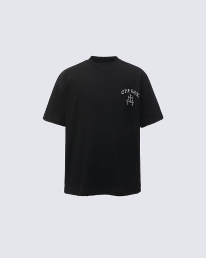 GRYFT Retro Distressed Gothic Letter Graphic T-Shirt