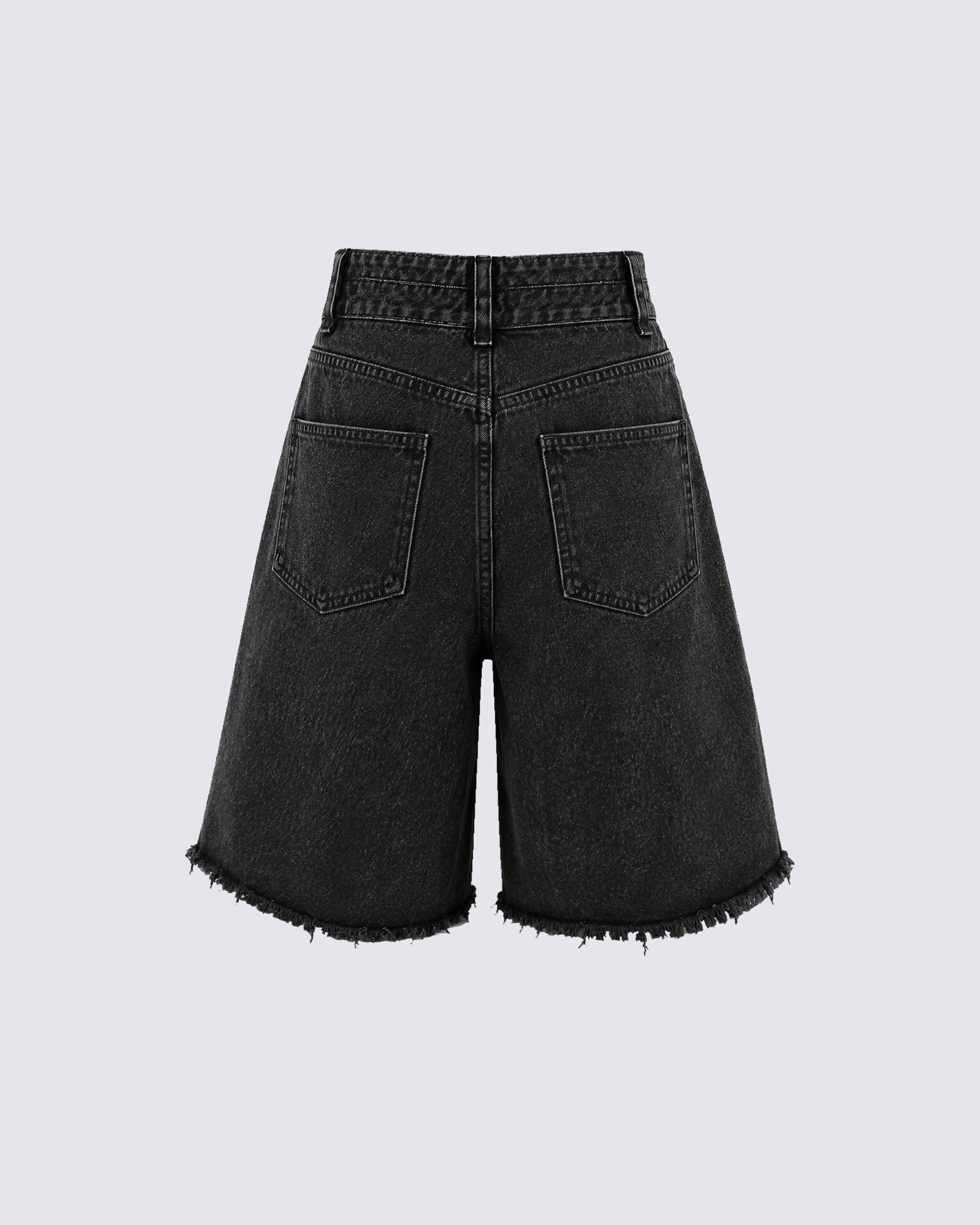 GRYFT Distressed Cross Graphic Denim Shorts