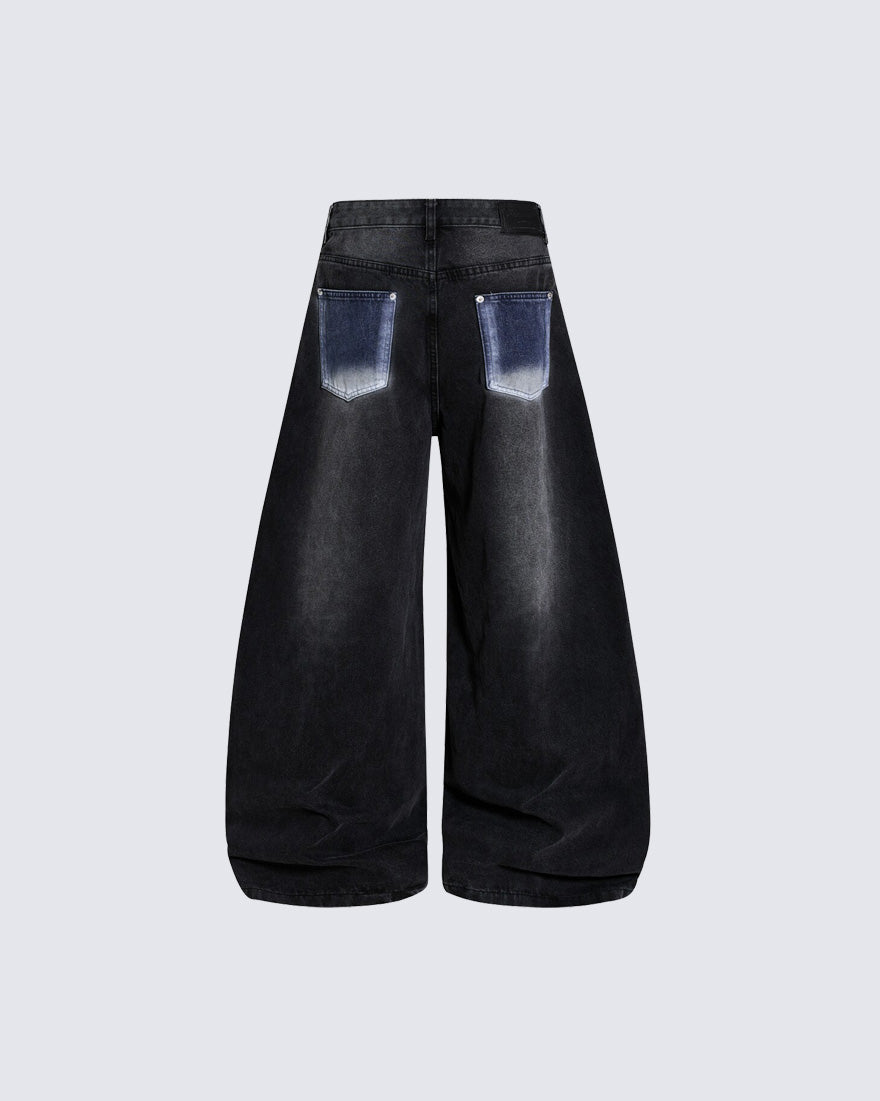Street-Style Hand-Painted Graffiti Color-Blocked Jeans