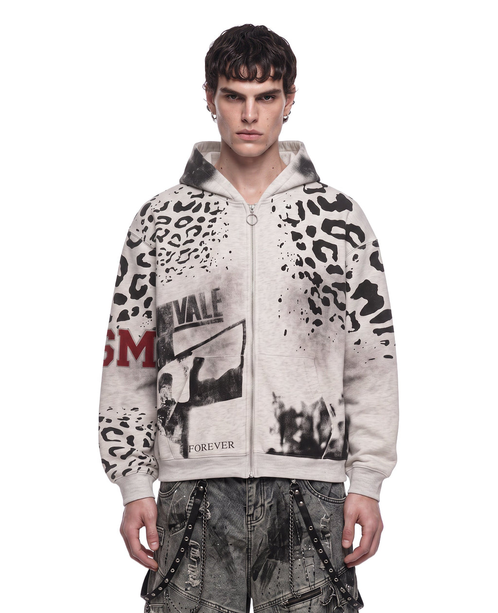 GRYFT Vintage Leopard Graphic Zip Hoodie