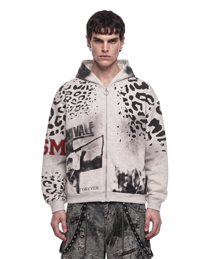 GRYFT Vintage Leopard Graphic Zip Hoodie