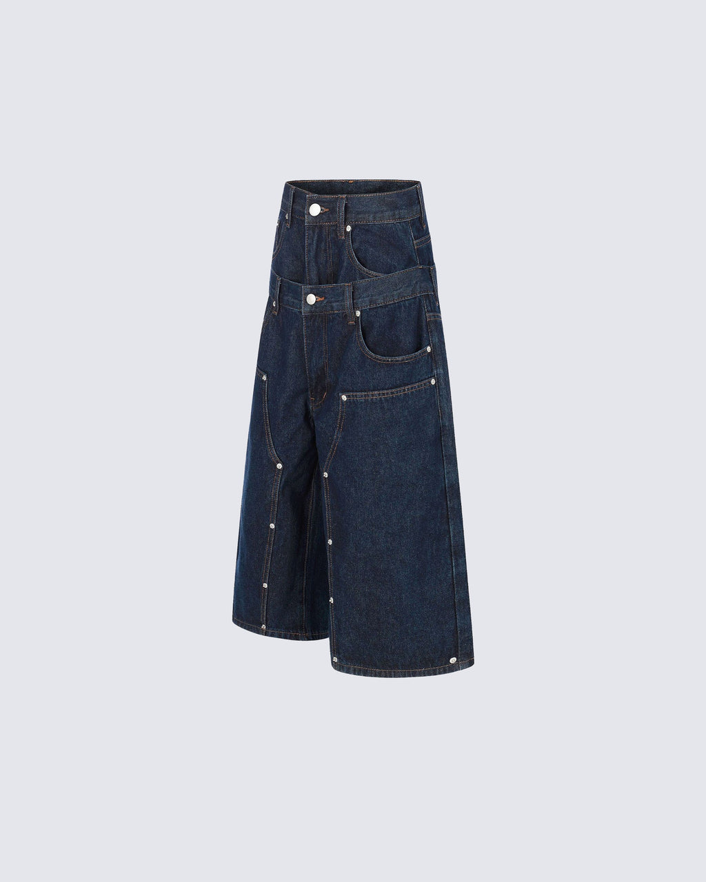 Layered Pocket Denim Shorts
