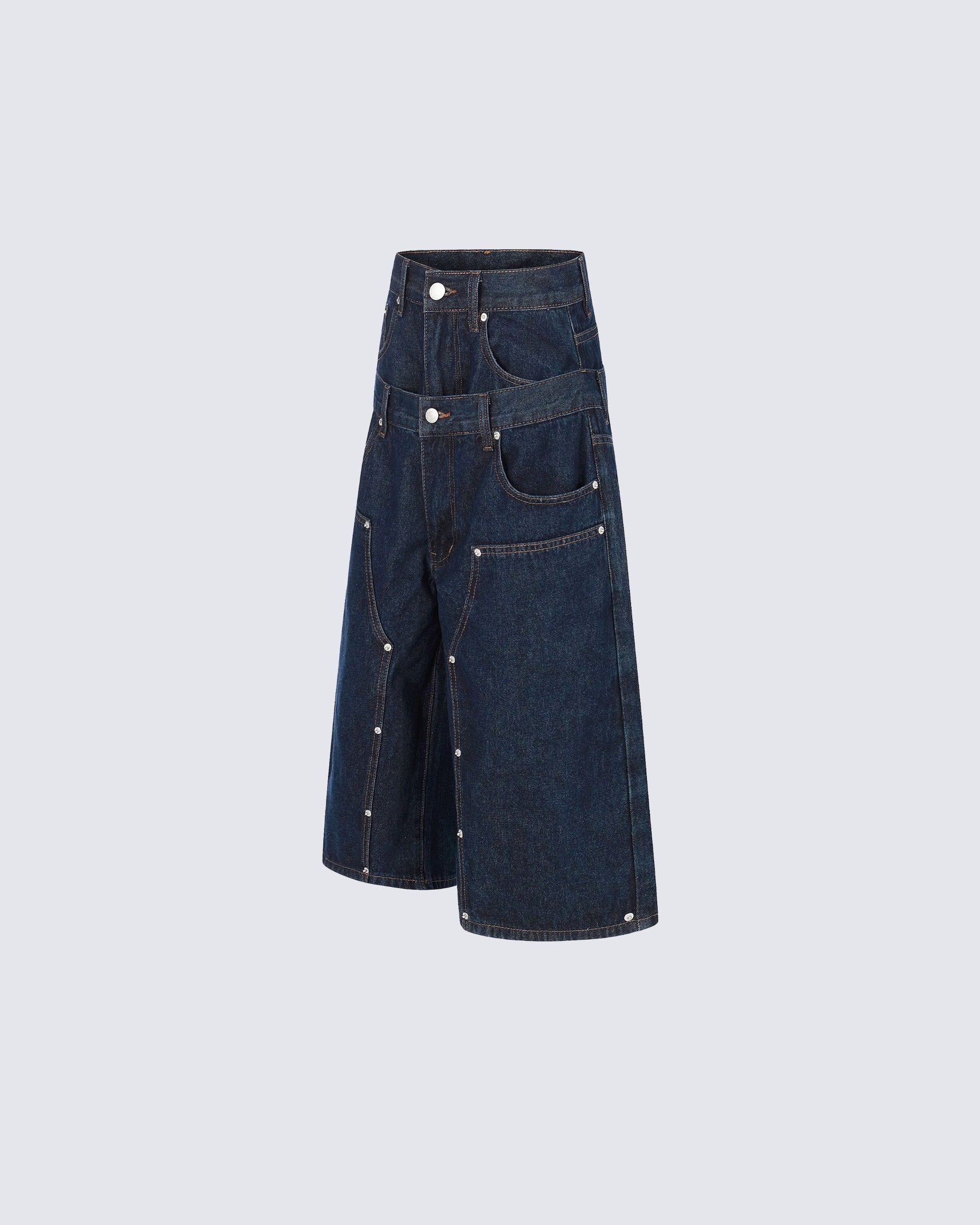 Layered Pocket Denim Shorts