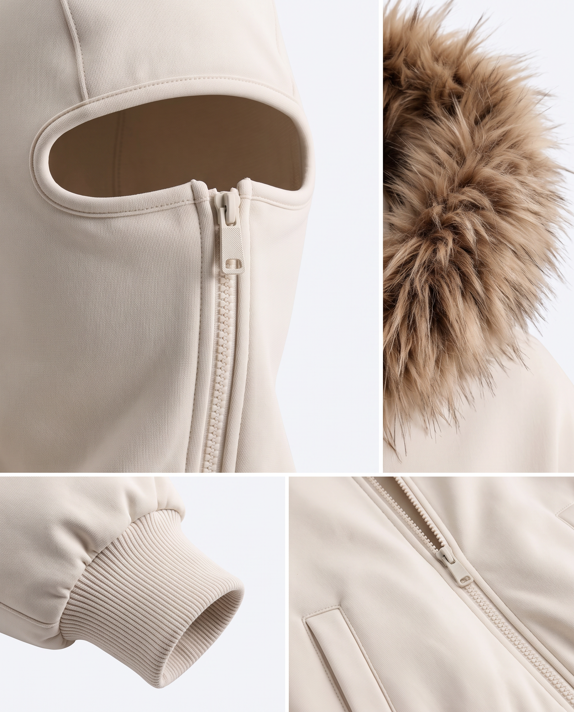 GRYFT Minimal Fur-Trim Balaclava Hooded Sweatshirt