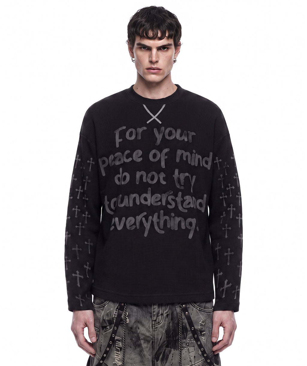 GRYFT Vintage Letter-Print Long-Sleeve T-Shirt