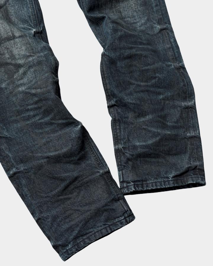 GRYFT Vintage Dirty-Washed Textured Wide-Leg Jeans