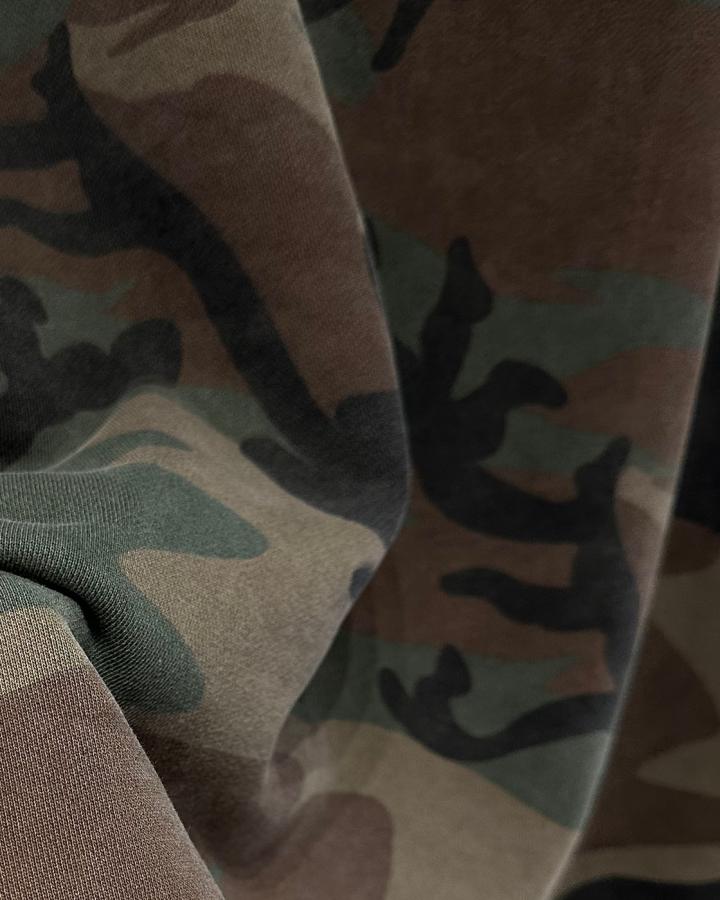 GRYFT Vintage Distressed Camo Raw Edge Crewneck Sweatshirt