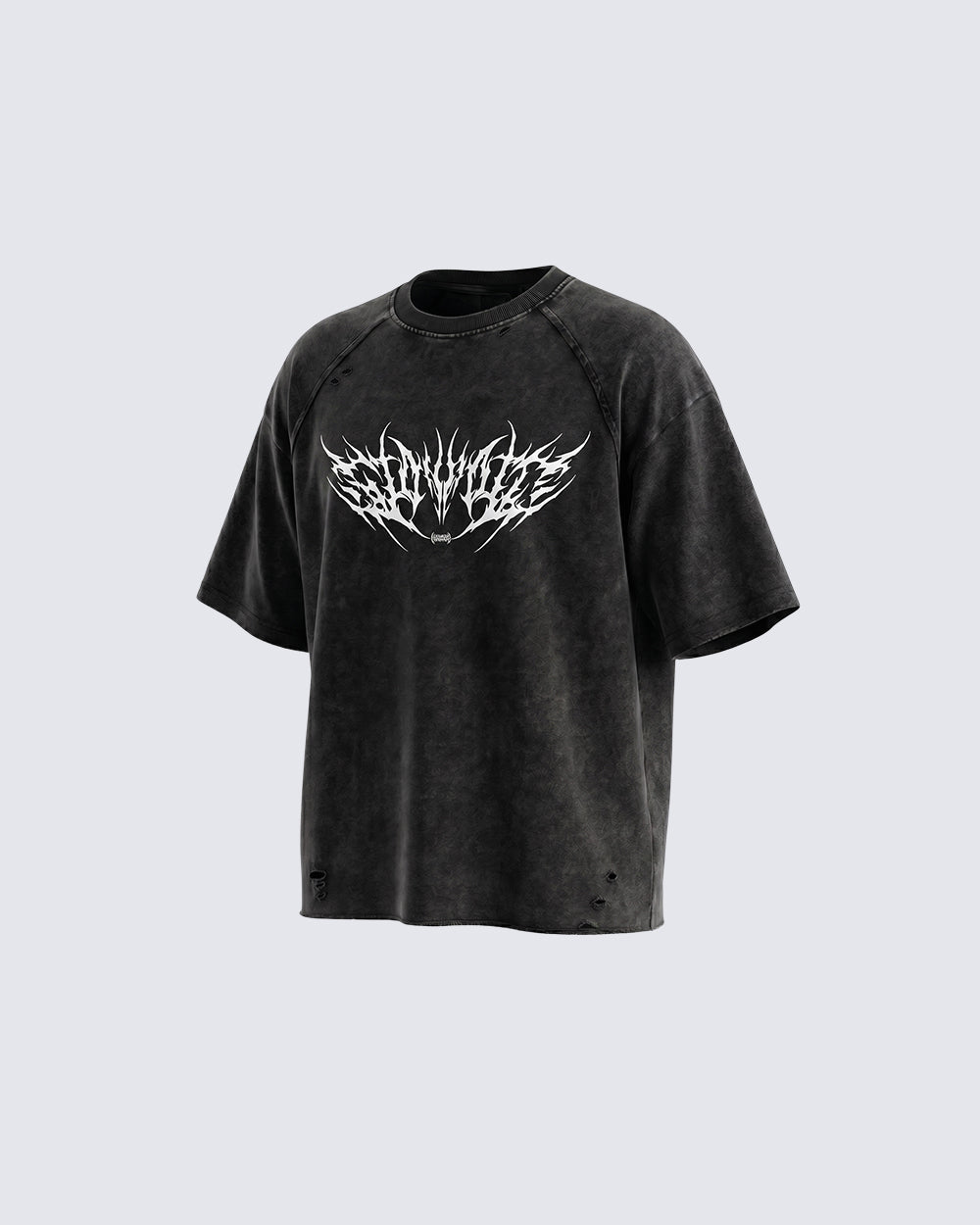 Gothic Distressed Washed Skull Print T-Shirt
