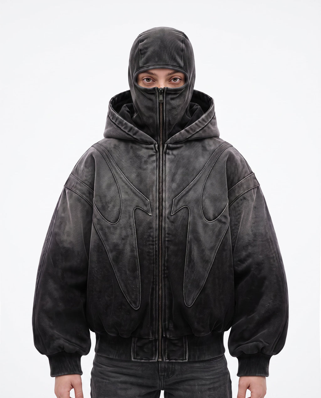 GRYFT Dark Gradient Washed Balaclava Hooded Sweatshirt