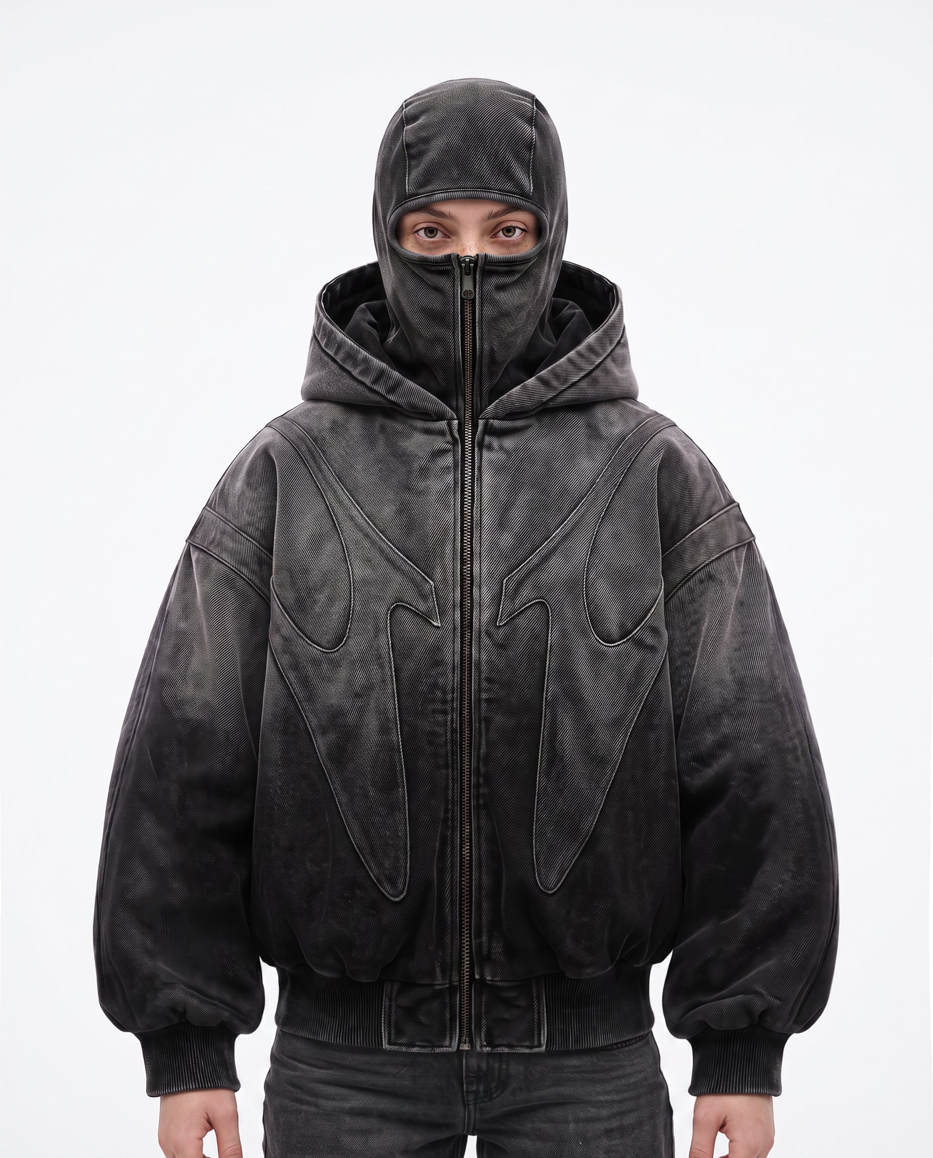 GRYFT Dark Gradient Washed Balaclava Hooded Sweatshirt