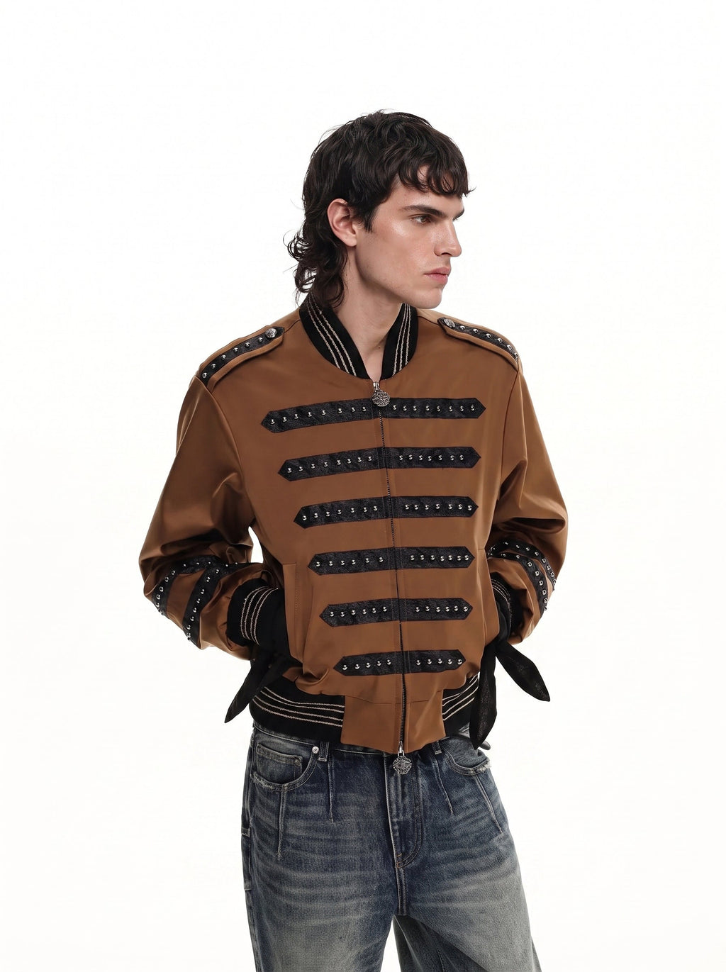 GRYFT Vintage Military Studded Bomber Jacket