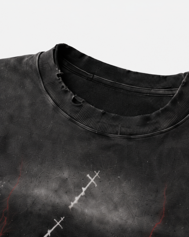 GRYFT Distressed Angel Cross Graphic Layered T-Shirt