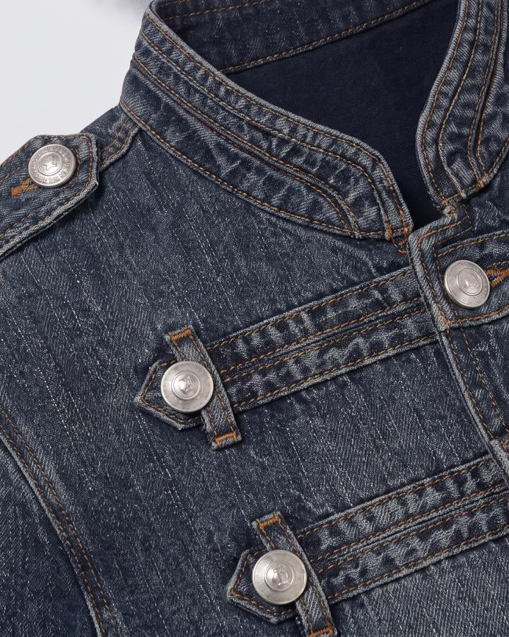 GRYFT Vintage-Wash Denim Button-Up Jacket