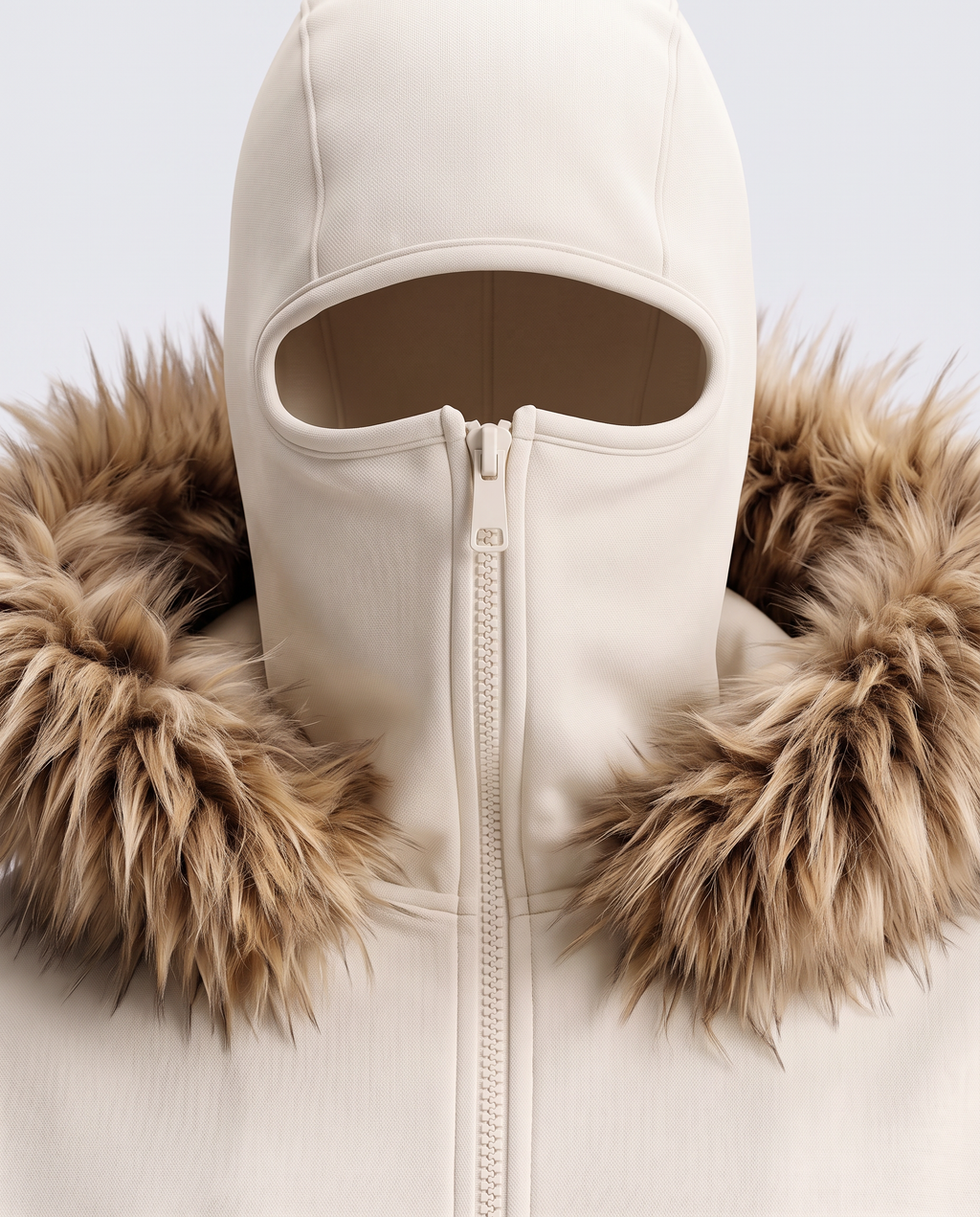 GRYFT Minimal Fur-Trim Balaclava Hooded Sweatshirt