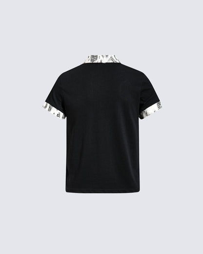 American Retro Leopard Print Metallic Stud Letter T-Shirt