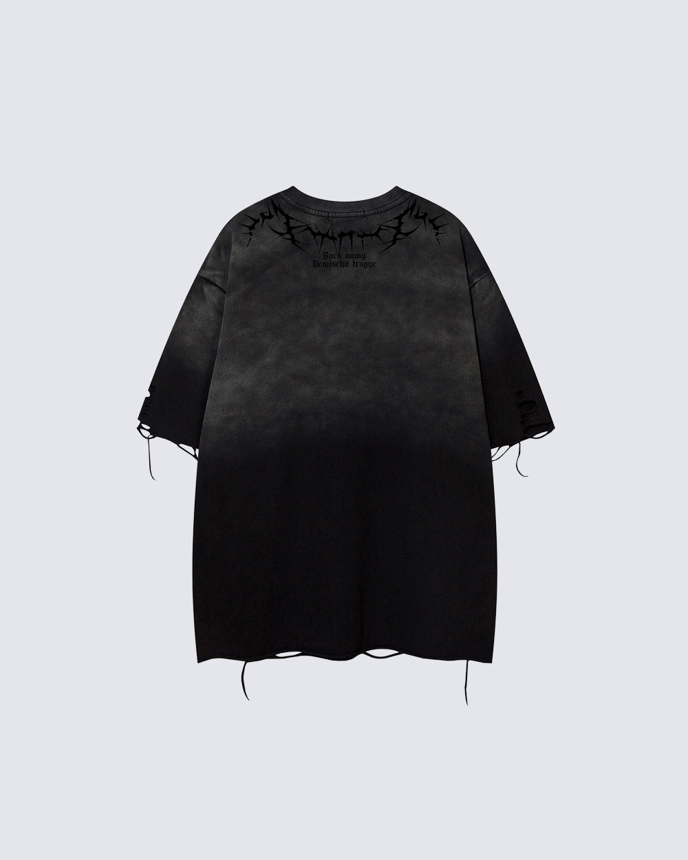 American-Style Distressed Washed Thorn Print Short-Sleeved T-Shirt