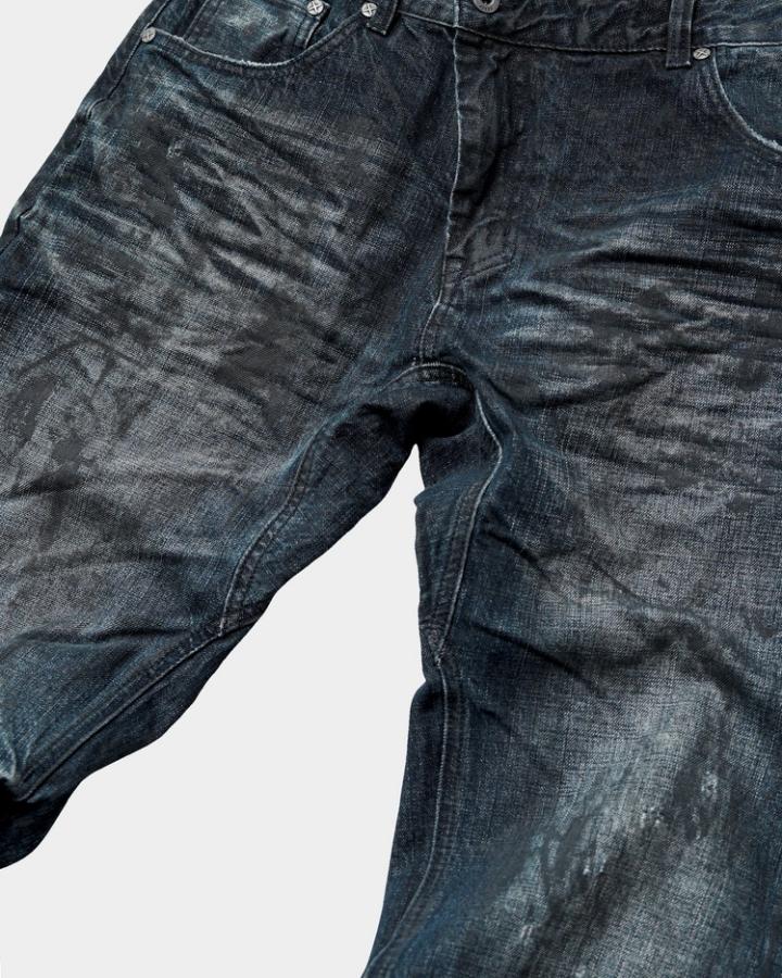 GRYFT Vintage Dirty-Washed Textured Wide-Leg Jeans