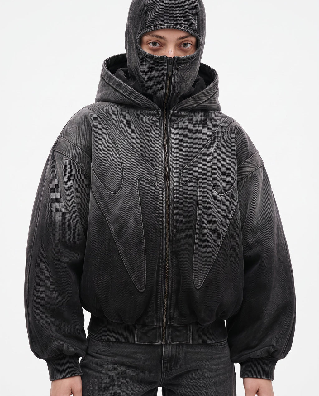 GRYFT Dark Gradient Washed Balaclava Hooded Sweatshirt