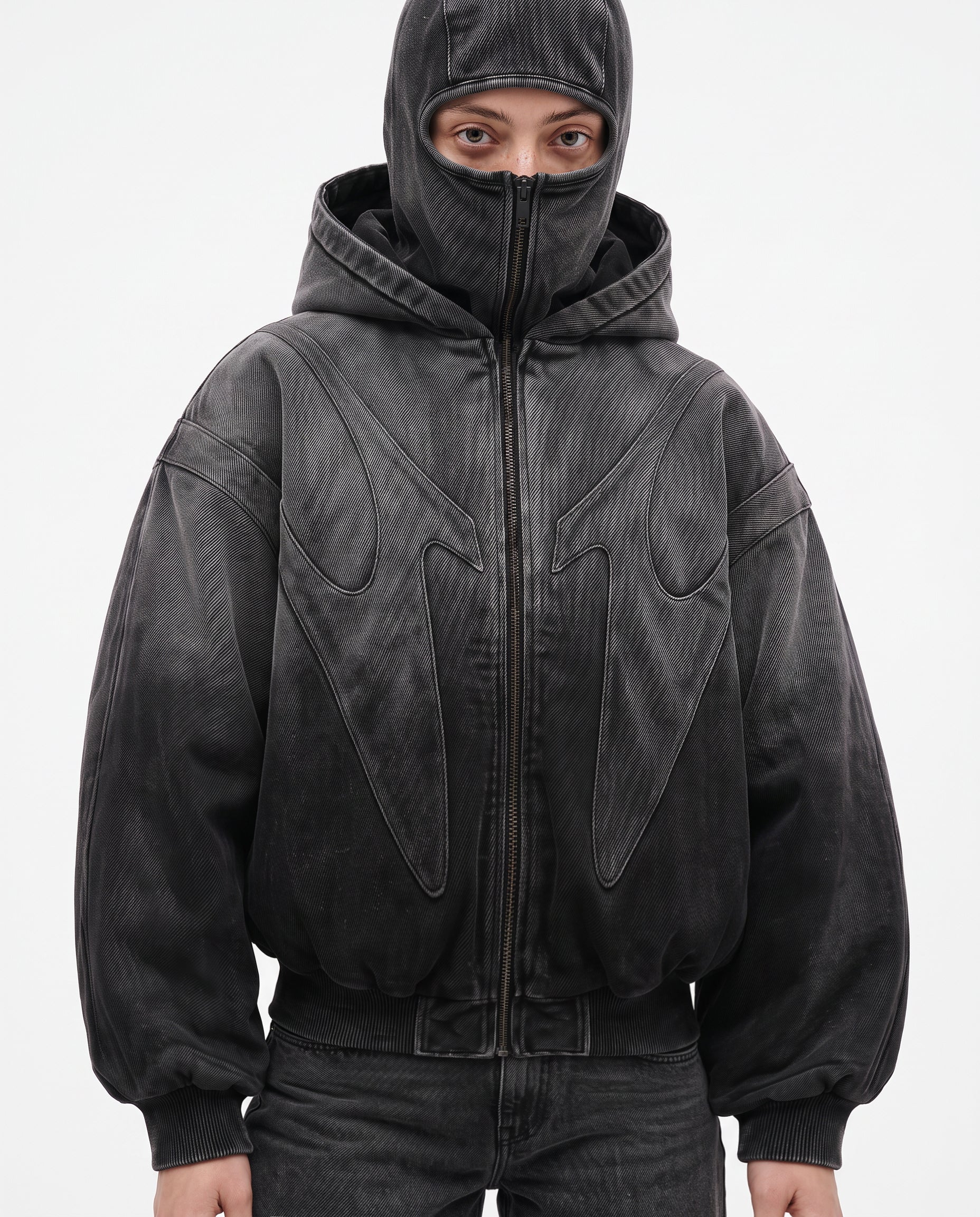 GRYFT Dark Gradient Washed Balaclava Hooded Sweatshirt