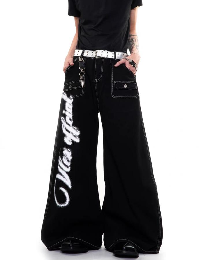 GRYFT American-Style Angel Graphic Wide-Leg Jeans