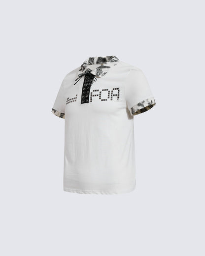 American Retro Leopard Print Metallic Stud Letter T-Shirt