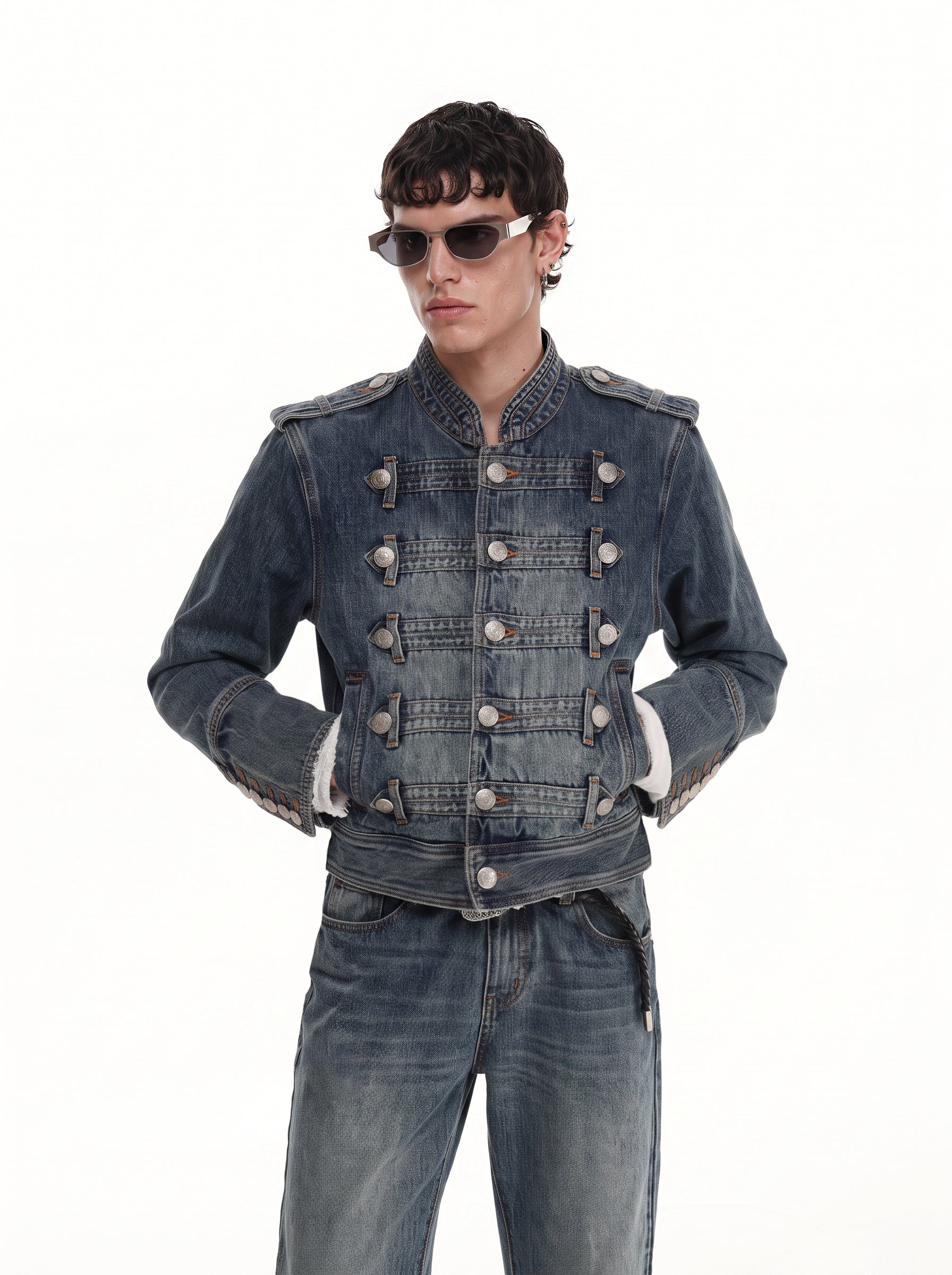 GRYFT Vintage-Wash Denim Button-Up Jacket