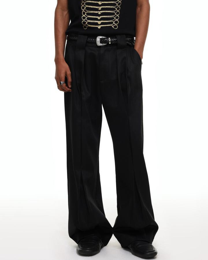 GRYFT Vintage Tailored Pleated Wide-Leg Trousers