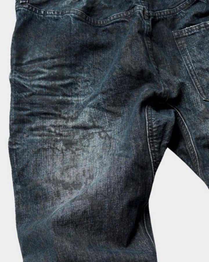 GRYFT Vintage Dirty-Washed Textured Wide-Leg Jeans