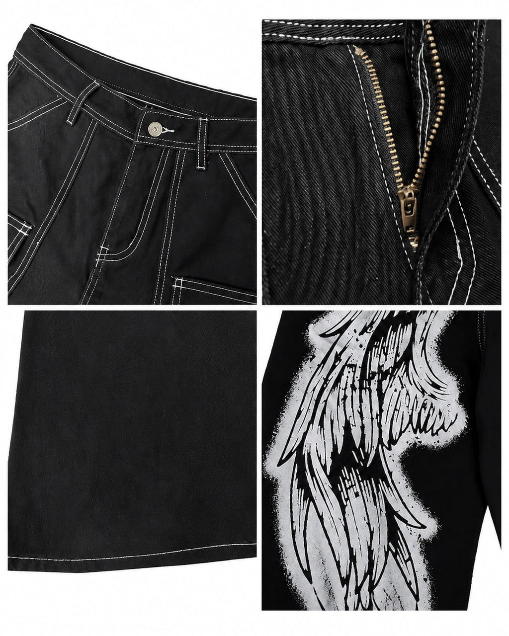 GRYFT American-Style Angel Graphic Wide-Leg Jeans
