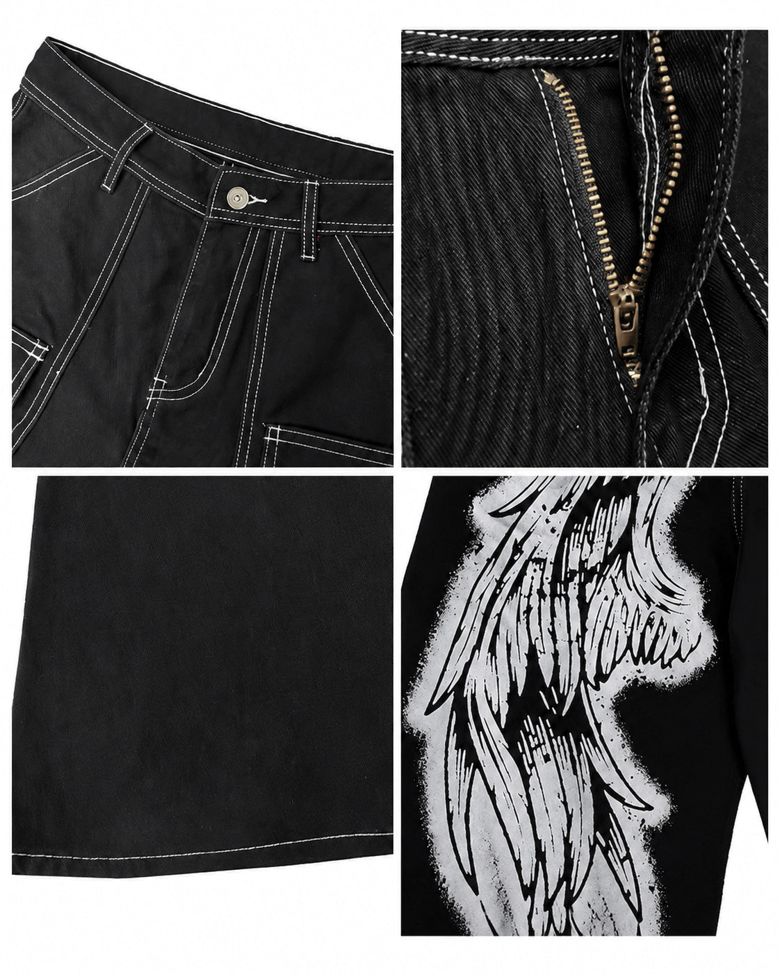GRYFT American-Style Angel Graphic Wide-Leg Jeans