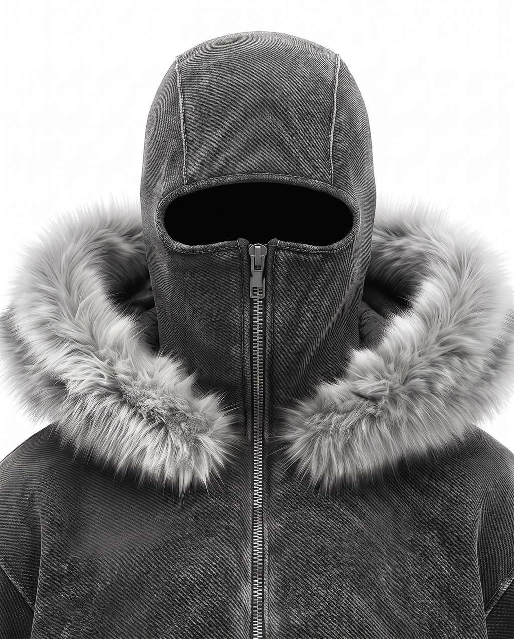 GRYFT Vintage Fur-Trim Balaclava Utility Hoodie