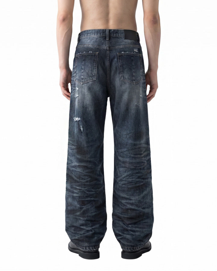 GRYFT Vintage Distressed Wide-Leg Jeans