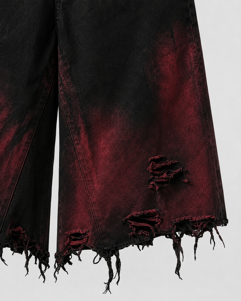 GRYFT Red Washed Distressed Denim Shorts