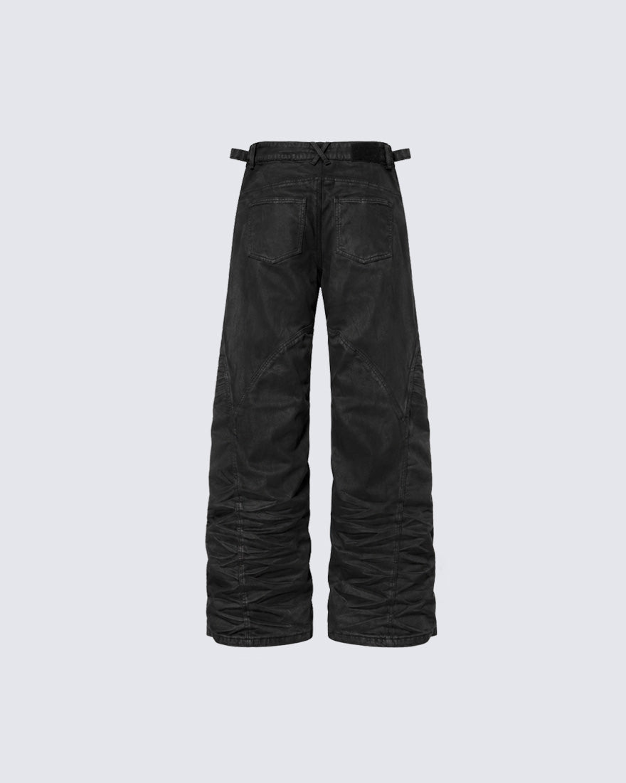 GRYFT Vintage Biker Paneled Wide-Leg Jeans
