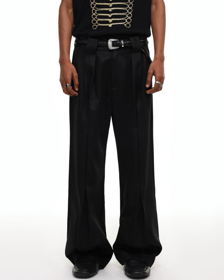 GRYFT Vintage Tailored Pleated Wide-Leg Trousers