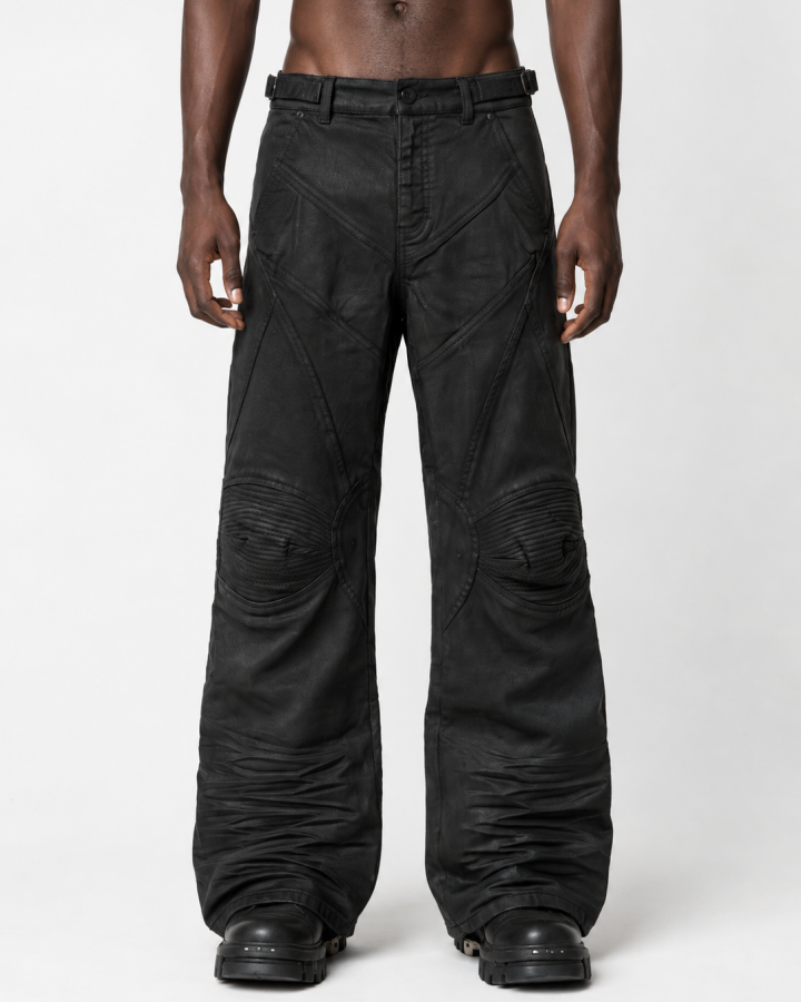 GRYFT Vintage Biker Paneled Wide-Leg Jeans