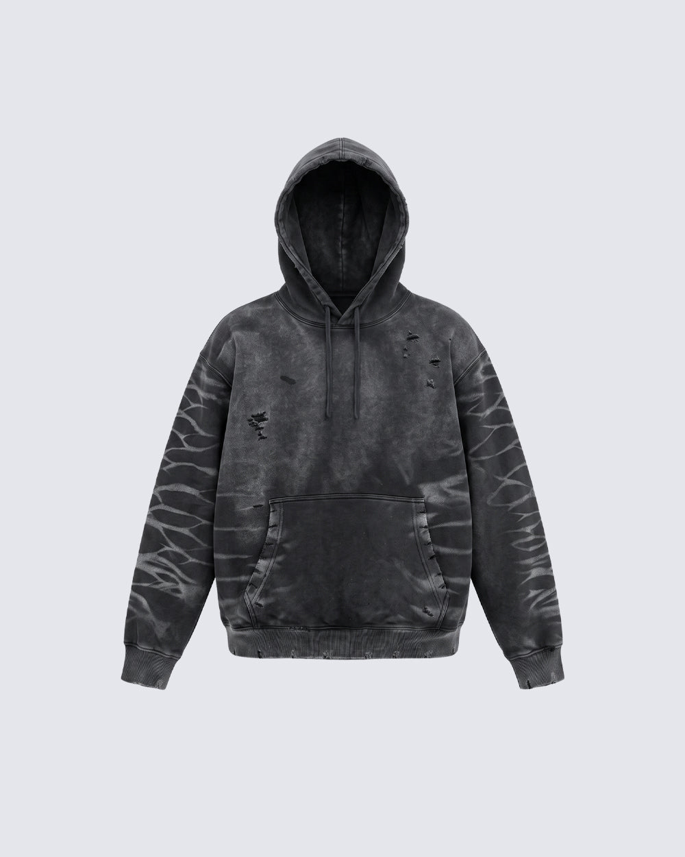 GRYFT Vintage Washed Tiger Stripe Distressed Pullover Hoodie