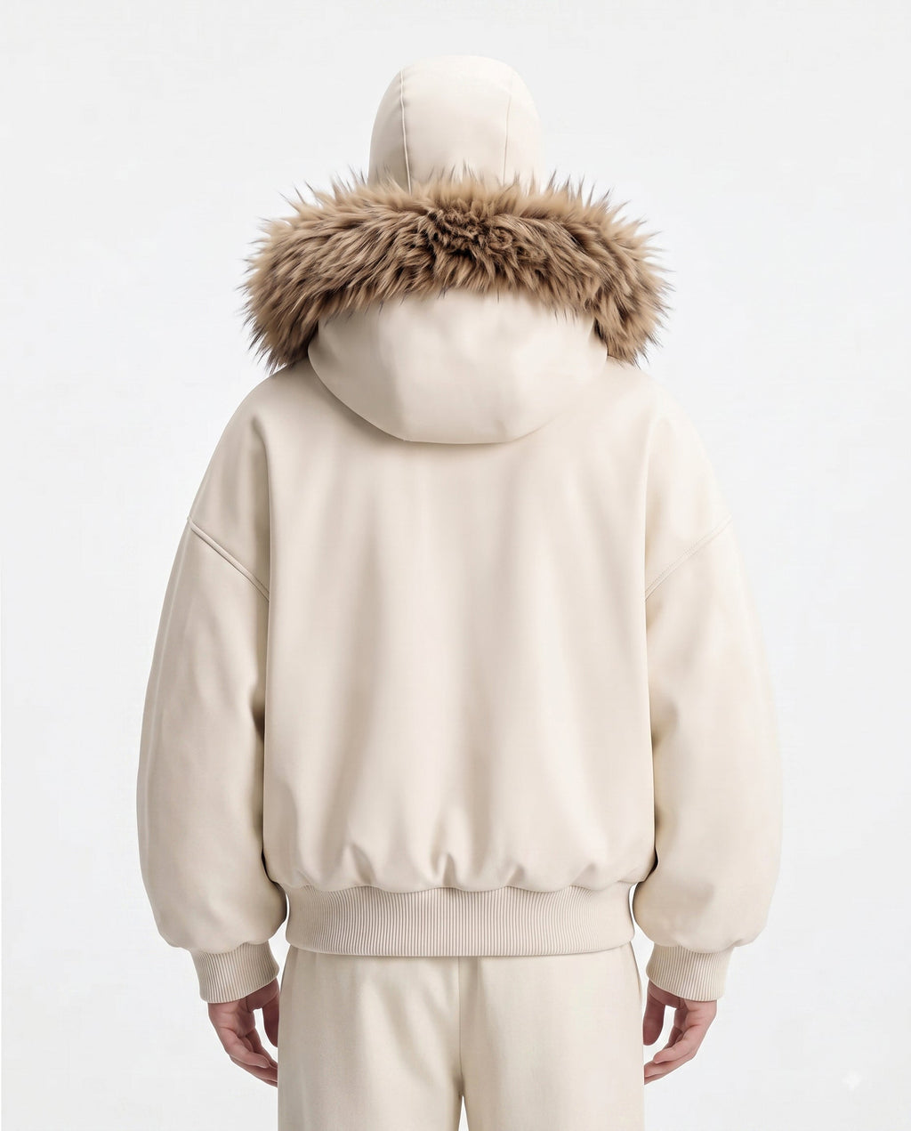 GRYFT Minimal Fur-Trim Balaclava Hooded Sweatshirt