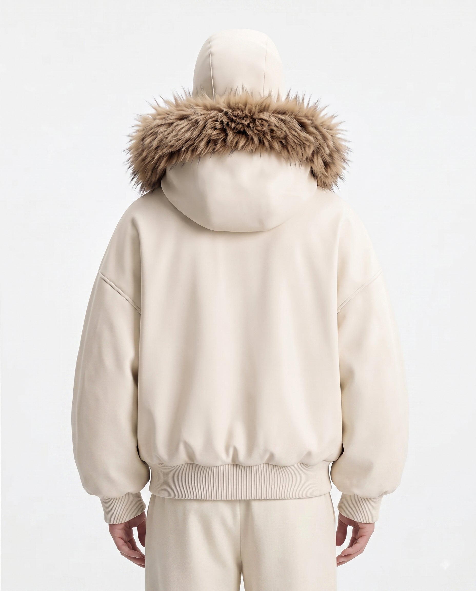 GRYFT Minimal Fur-Trim Balaclava Hooded Sweatshirt
