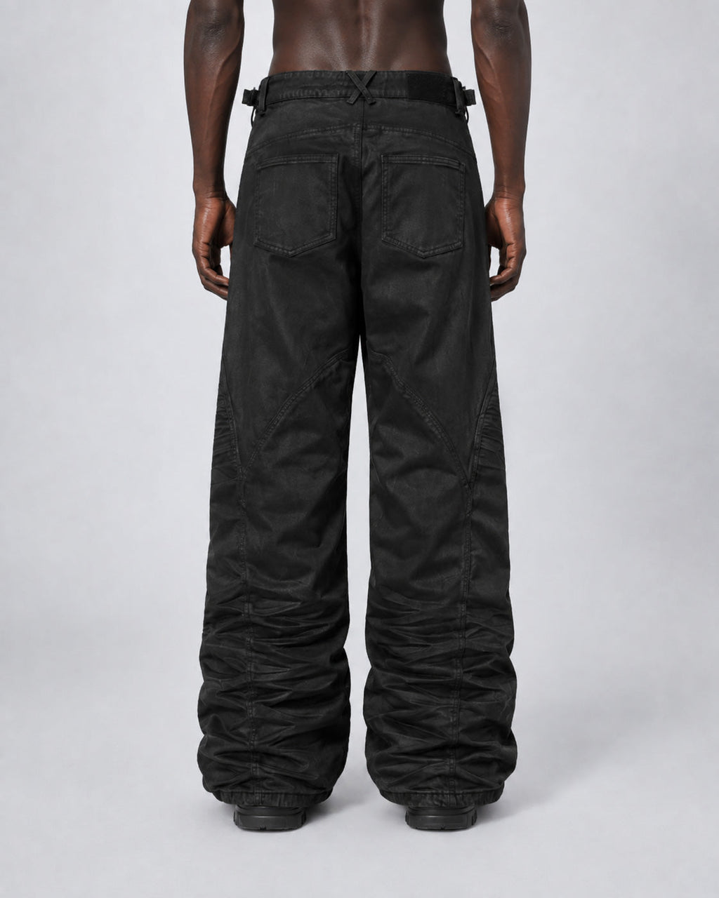 GRYFT Vintage Biker Paneled Wide-Leg Jeans